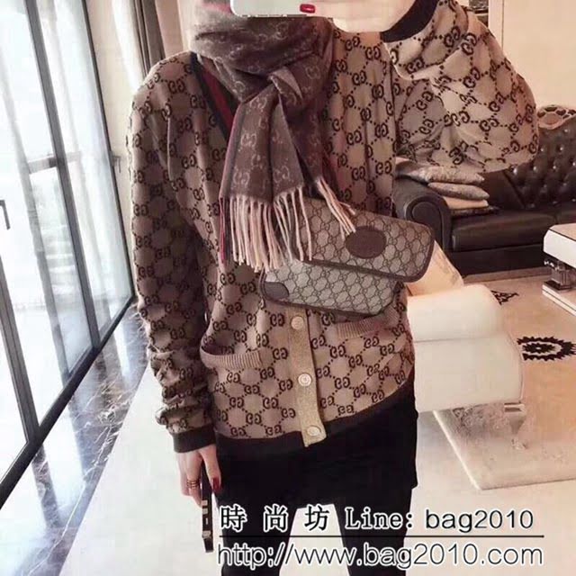 GUCCI古馳2018最新款原單 經典LOGO提花風格羊絨長巾 LLWJ6686